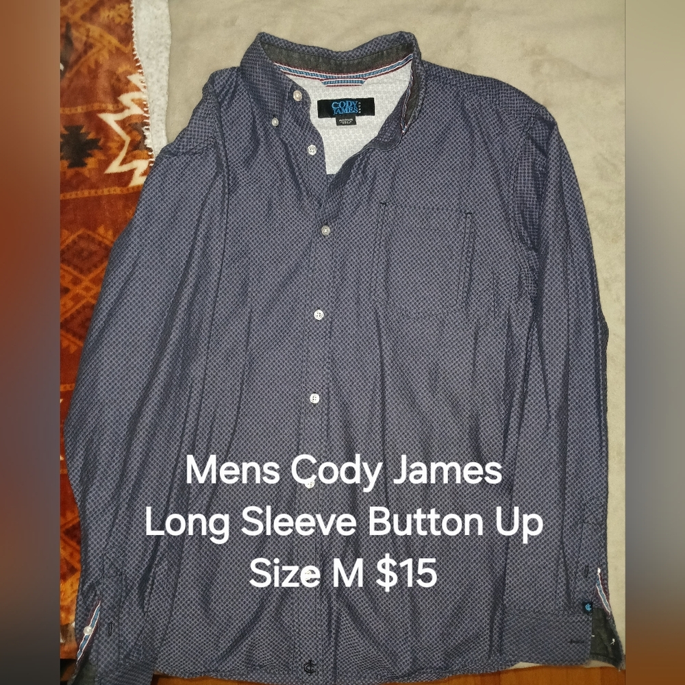 Chaps Navy Blue Casual Button Down Shirt